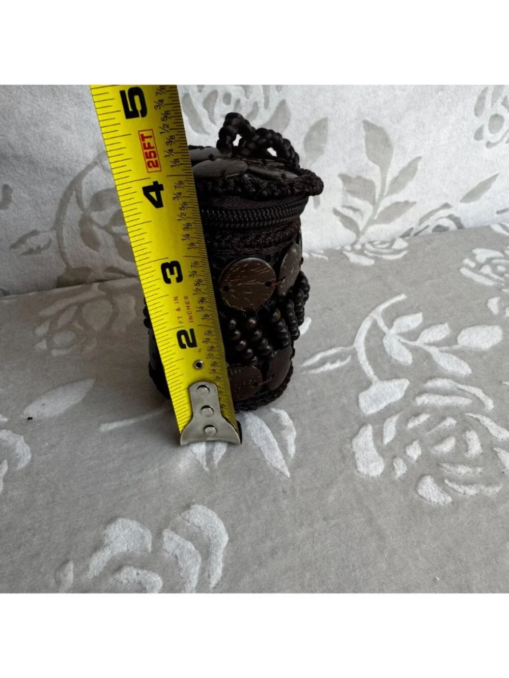 Ethnic Style Retro Handcrafted Coconut Shell & Bead Zipper Coin Pouch Boho Style - Picture 5 of 6